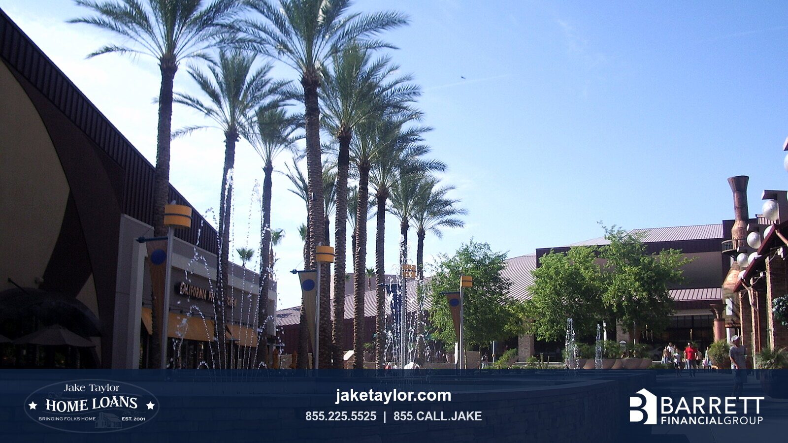 The outdoor plaza at Chandler Village in Chandler, Arizona